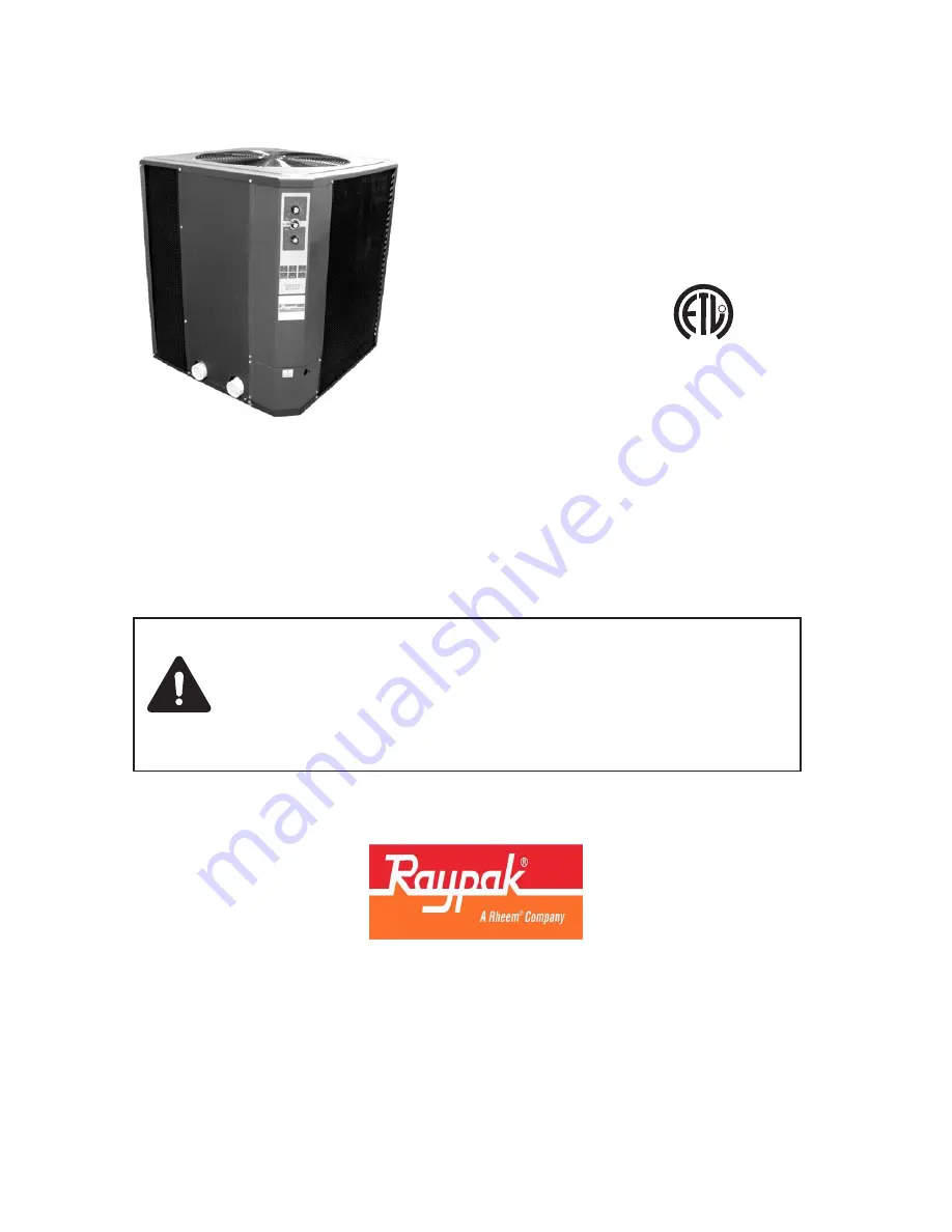 Raypak 5300 Owner'S Manual Download Page 1