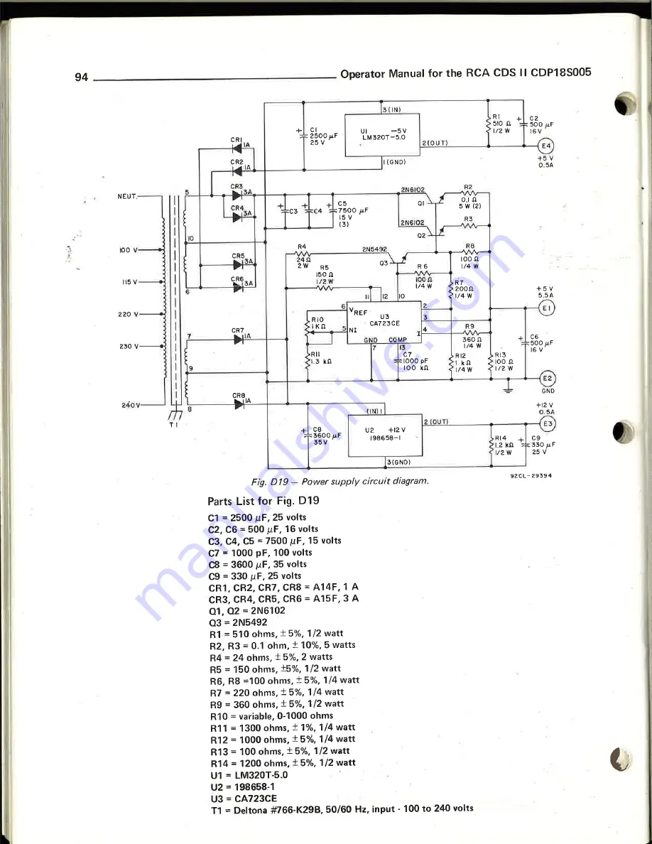 RCA 1800 Operator'S Manual Download Page 95