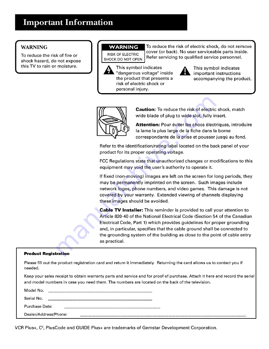 RCA 31GT740YX53 User Manual Download Page 2