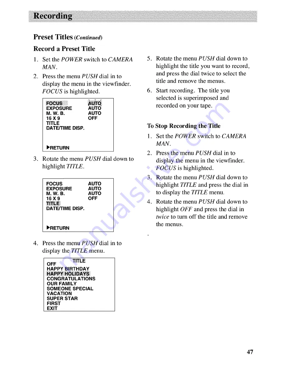 RCA Autoshot CC6163 User Manual Download Page 49