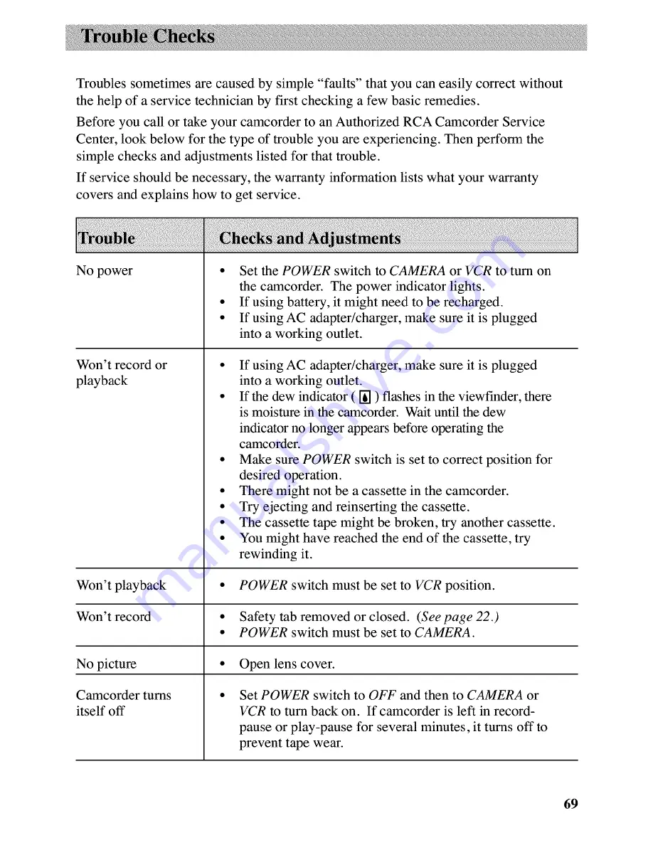 RCA Autoshot CC6163 User Manual Download Page 71