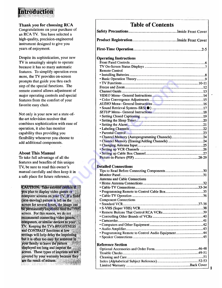 RCA COLOR TV NCJ11 Owner'S Manual Download Page 3