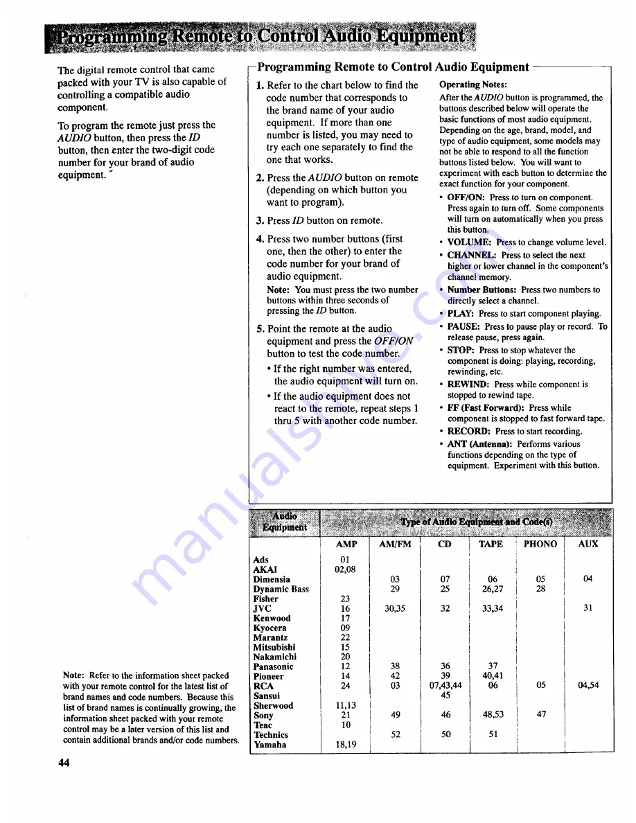 RCA COLOR TV NCJ11 Owner'S Manual Download Page 46