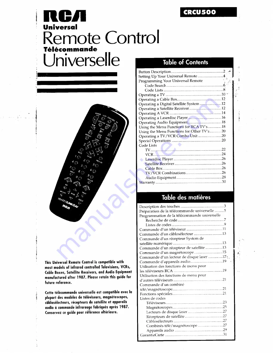 RCA CRCU500 User Manual Download Page 1