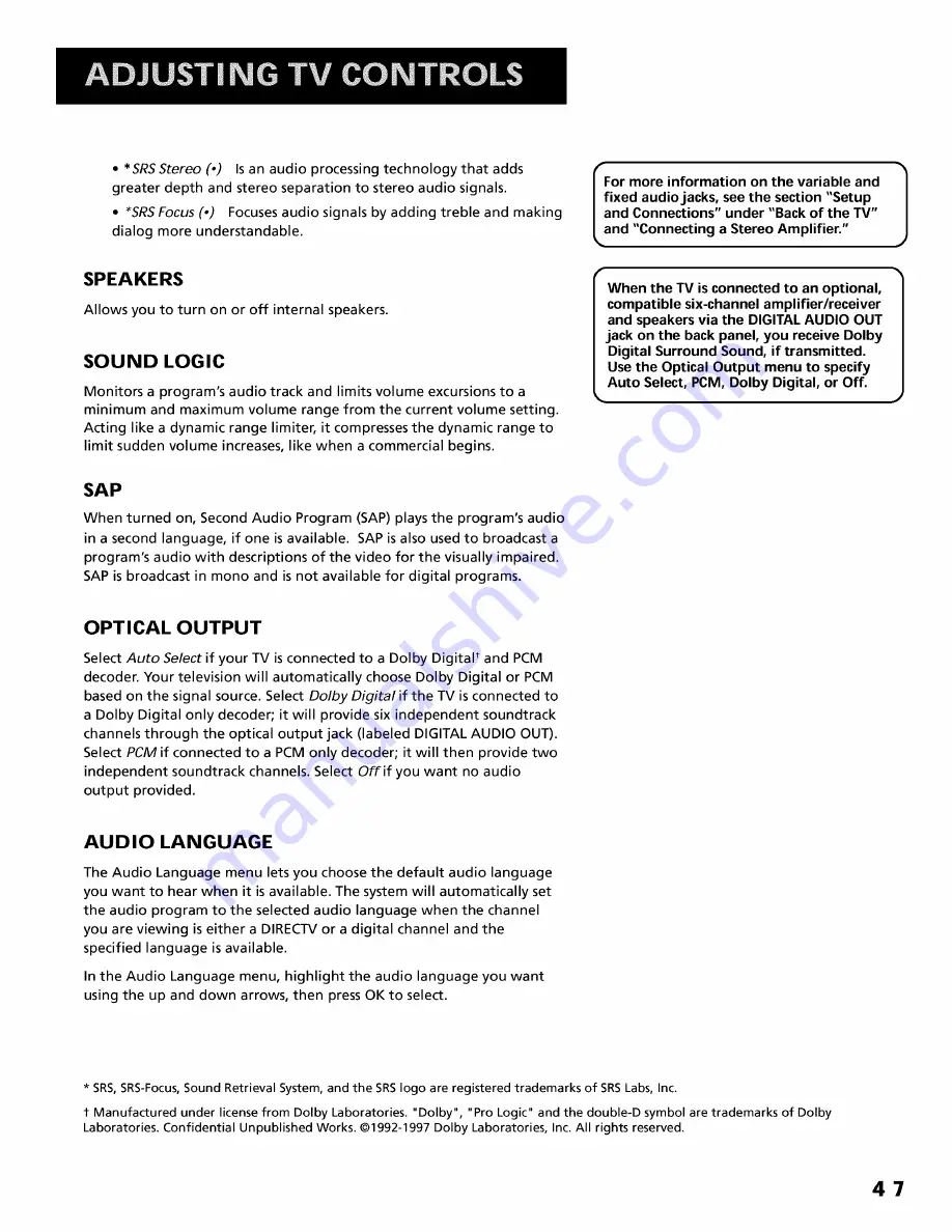 RCA DTV307 User Manual Download Page 49