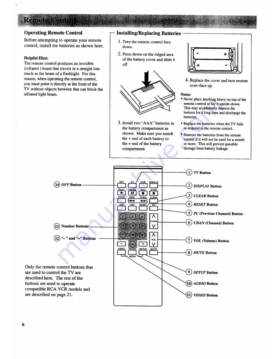 RCA IB-F20551WN Owner'S Manual Download Page 8