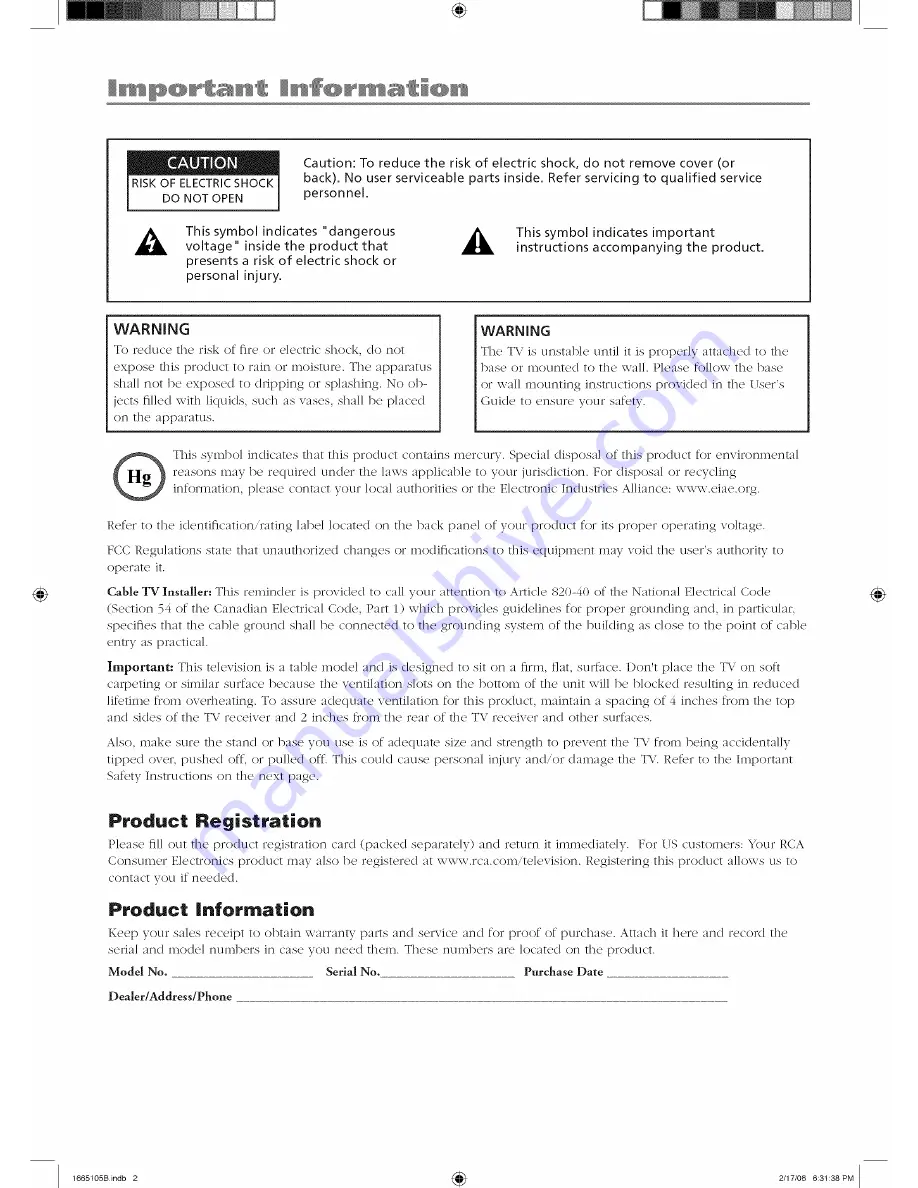 RCA L26WD12YX1 User Manual Download Page 2