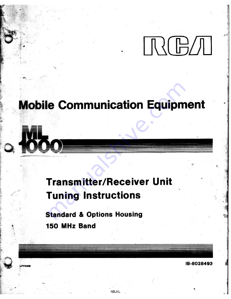 RCA ML1000 Tuning Manual Download Page 1