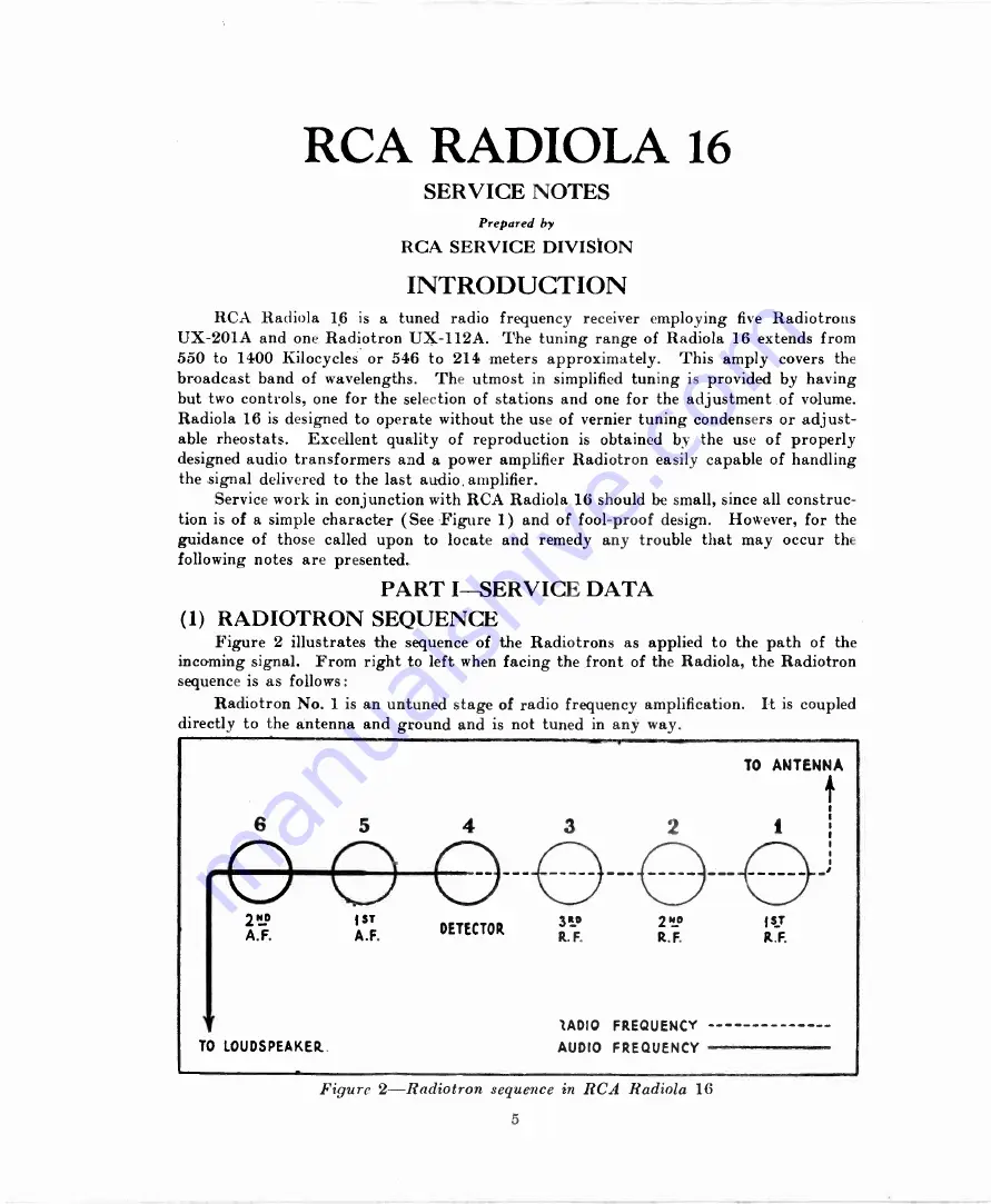 RCA Radiola 16 Service Notes Download Page 5