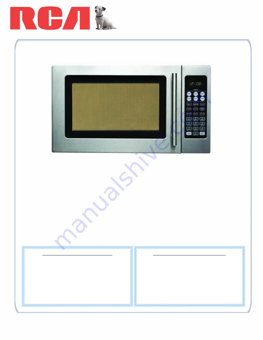 RCA RMW1172 Specification Sheet Download Page 1