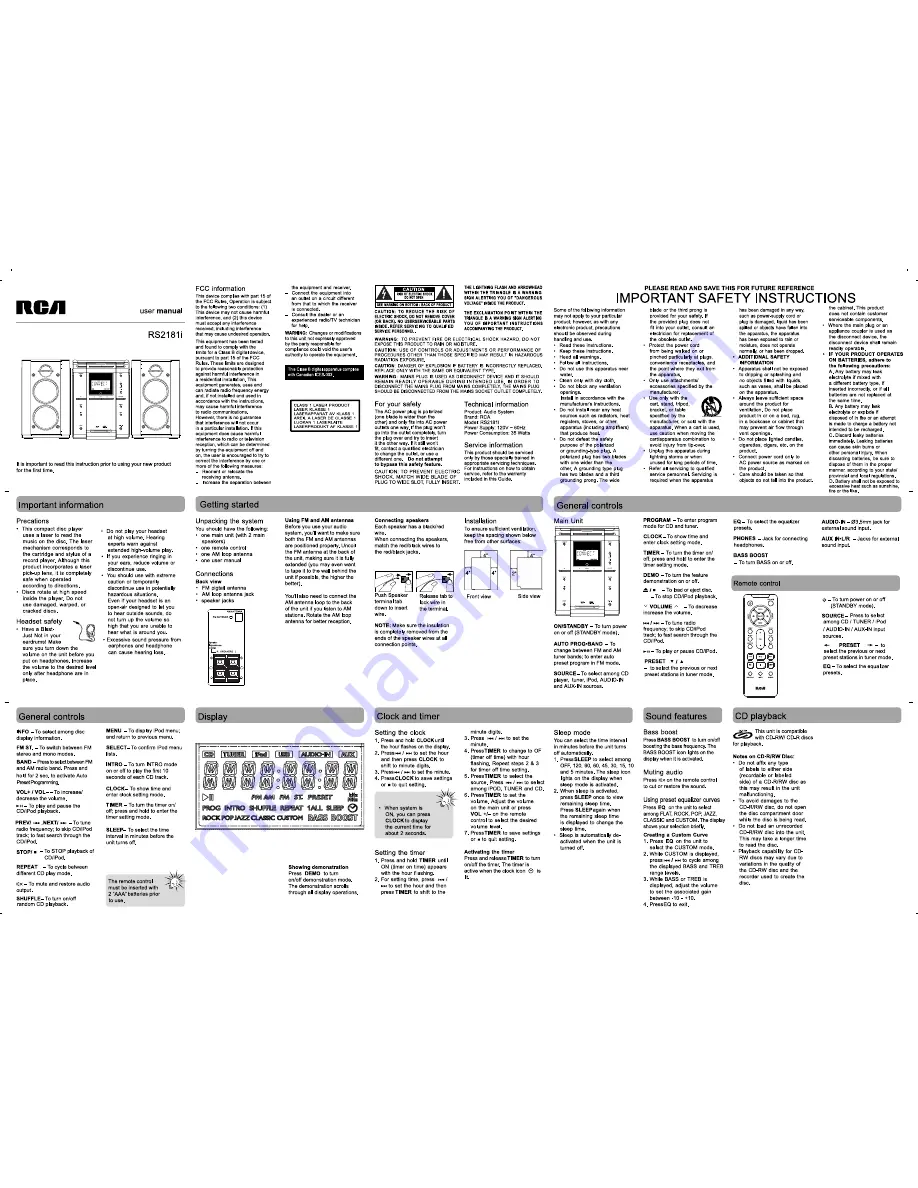 RCA RS2181i User Manual Download Page 1