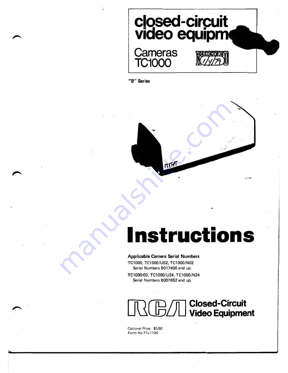 RCA TC1000 Instructions Manual Download Page 1