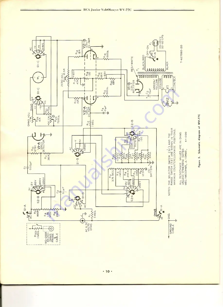 RCA VoltOhmyst WV-77C Specifications, Operation, Applications, Maintenance Download Page 10