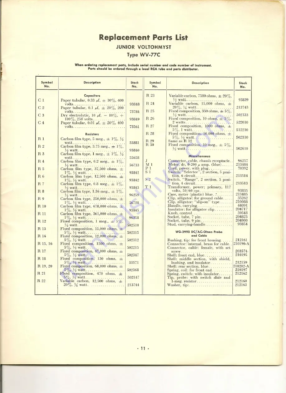 RCA VoltOhmyst WV-77C Specifications, Operation, Applications, Maintenance Download Page 11