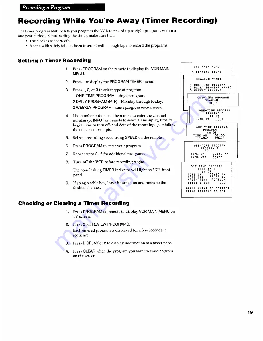 RCA VR502 Owner'S Manual Download Page 21