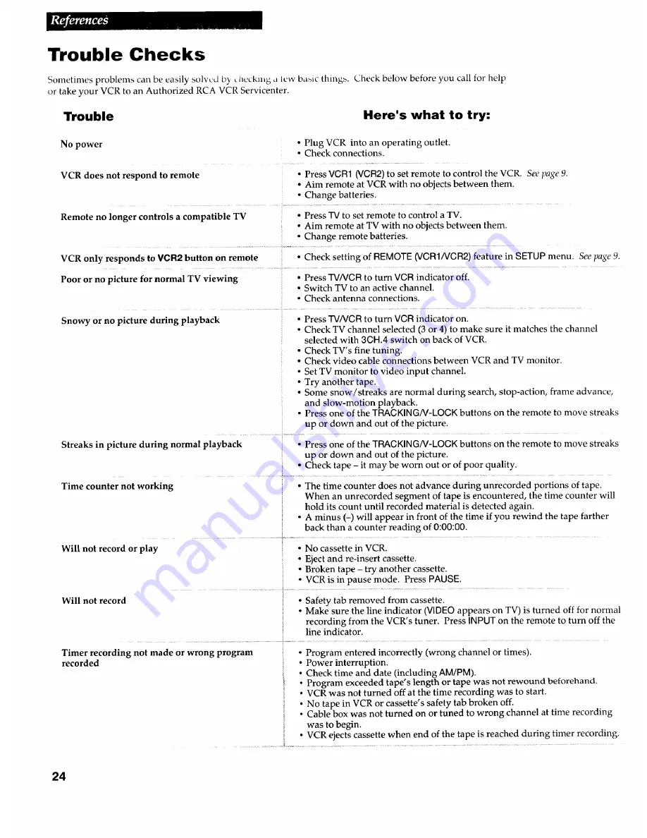 RCA VR502 Owner'S Manual Download Page 26