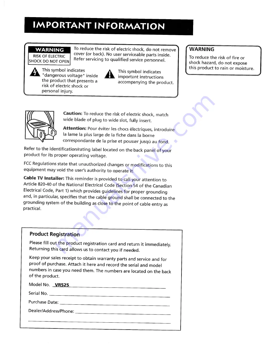 RCA VR525 User Manual Download Page 2