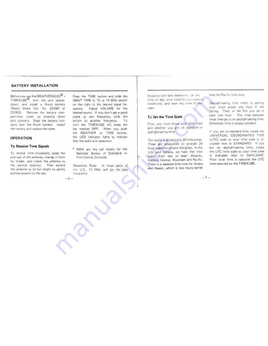 Realistic Weatheradio Timekube Owner'S Manual Download Page 4