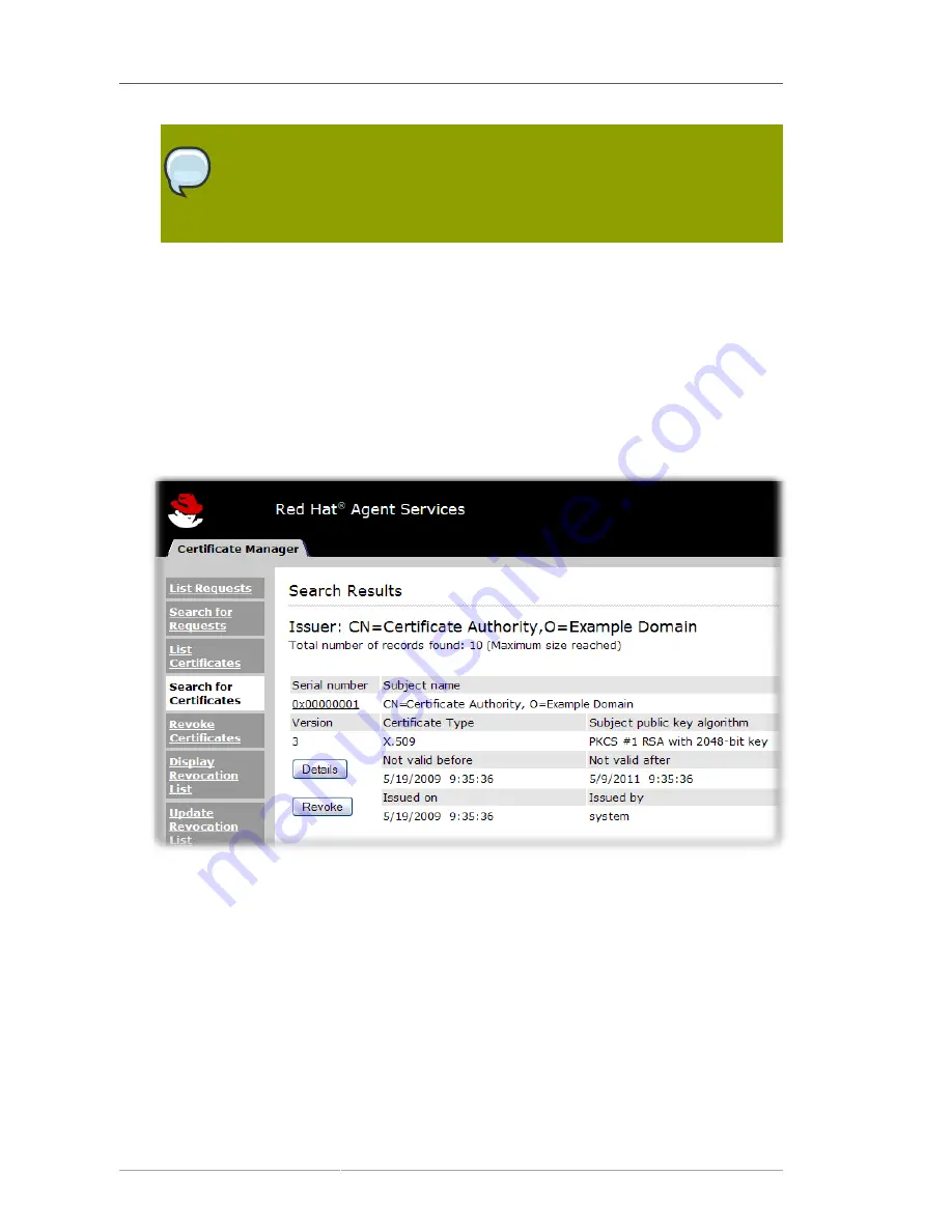 Red Hat CERTIFICATE SYSTEM 8 - AGENTS GUIDE Agents Manual Download Page 60