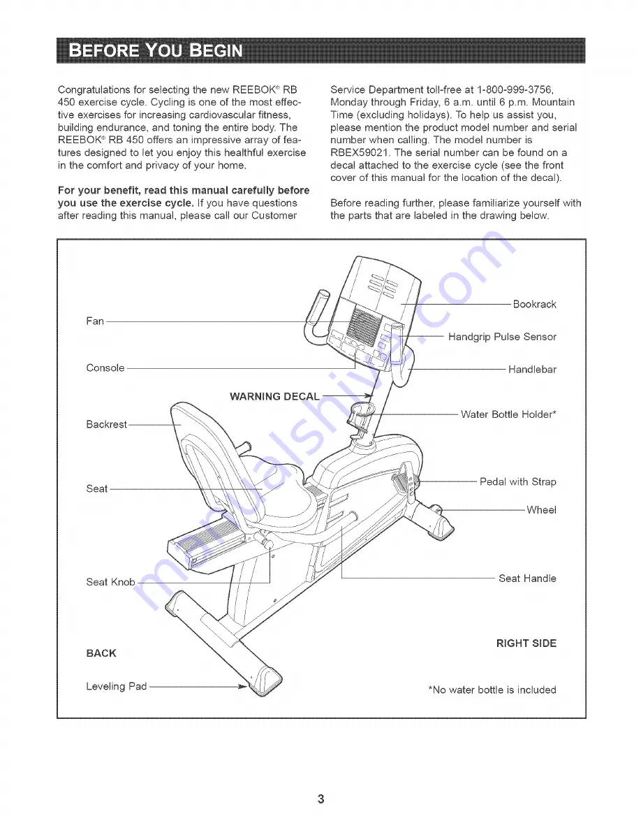 Reebok RB 450 User Manual Download Page 3