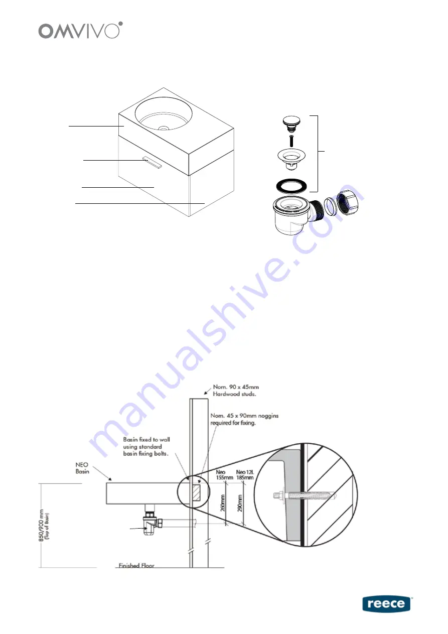 Reece OMVIVO NEO SLIMLINE WALL HUNG VANITY UNIT Скачать руководство пользователя страница 1