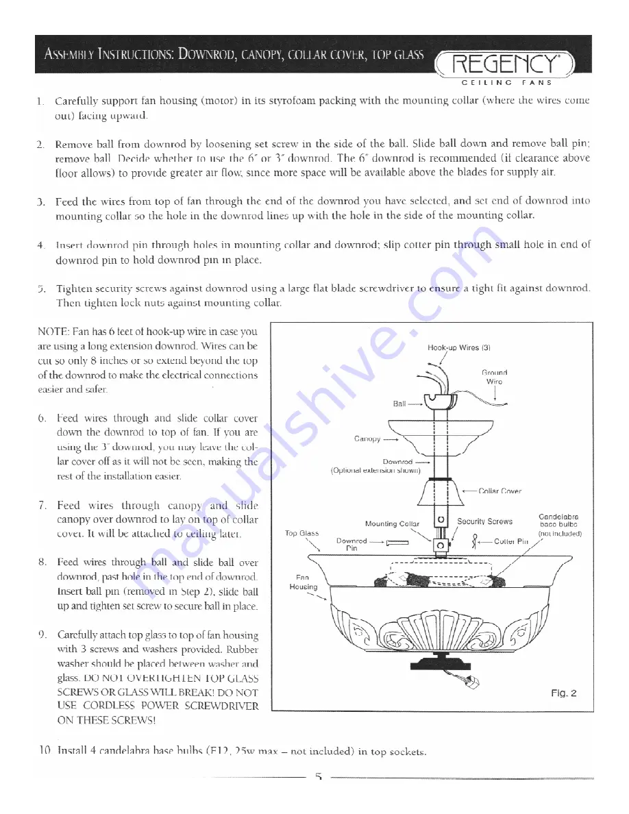 Regency Ceiling Fans Coronado Скачать руководство пользователя страница 6