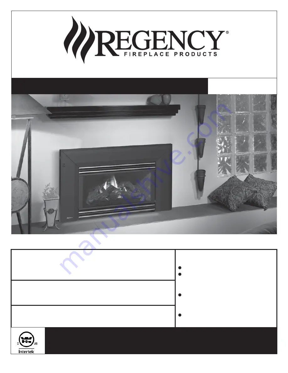 Regency Fireplace Products E21 Gas Insert Owners & Installation Manual Download Page 1