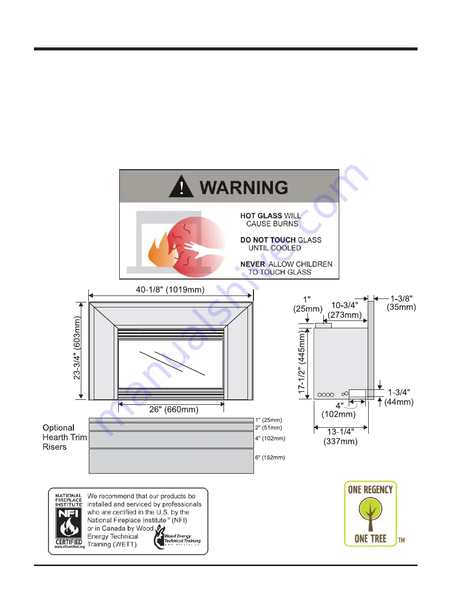 Regency Fireplace Products E21 Gas Insert Owners & Installation Manual Download Page 2