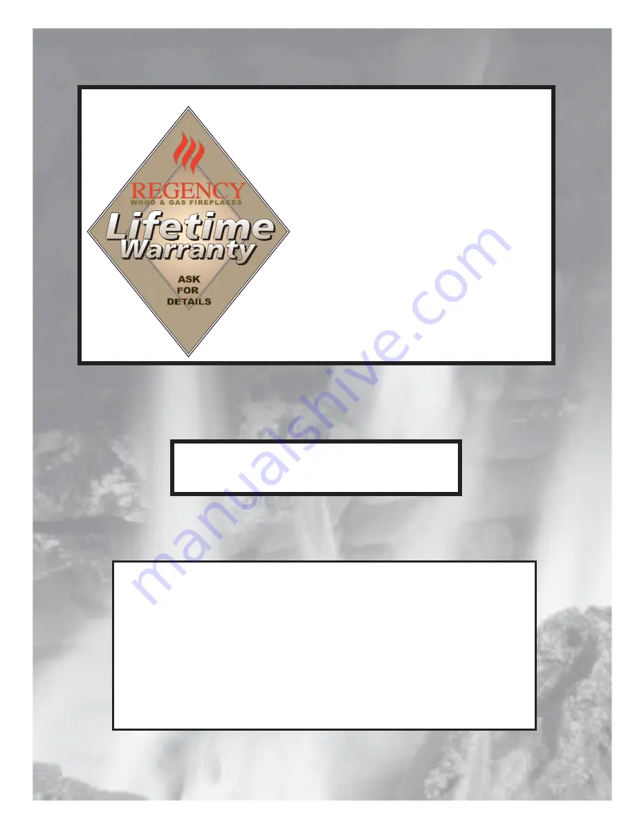 Regency Fireplace Products E21 Gas Insert Owners & Installation Manual Download Page 36