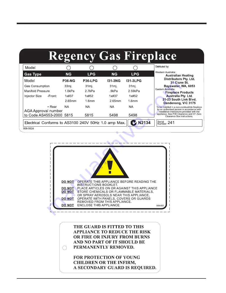 Regency I31-LPG3 Owners & Installation Manual Download Page 4