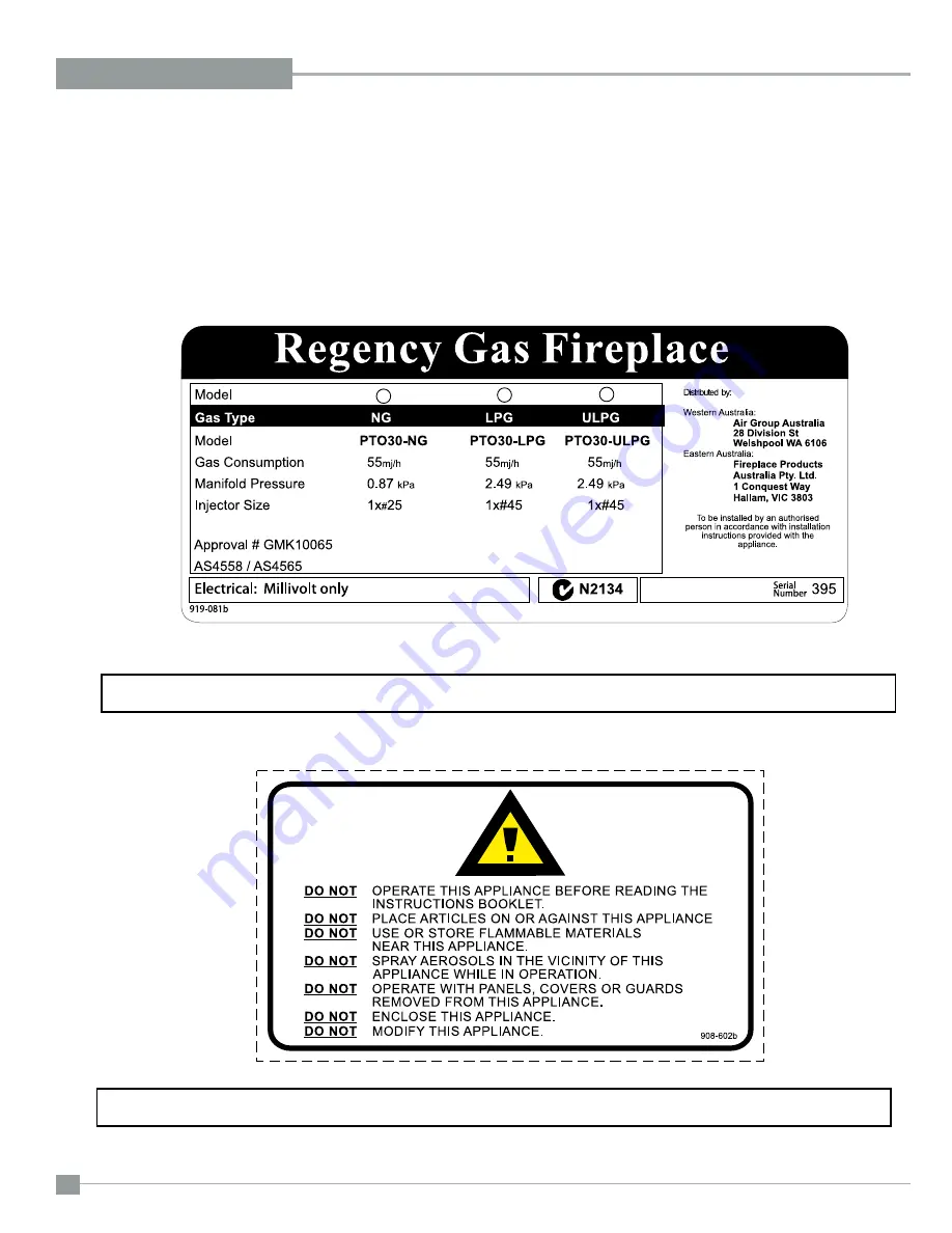 Regency Plateau PTO30-LPG1 Скачать руководство пользователя страница 4