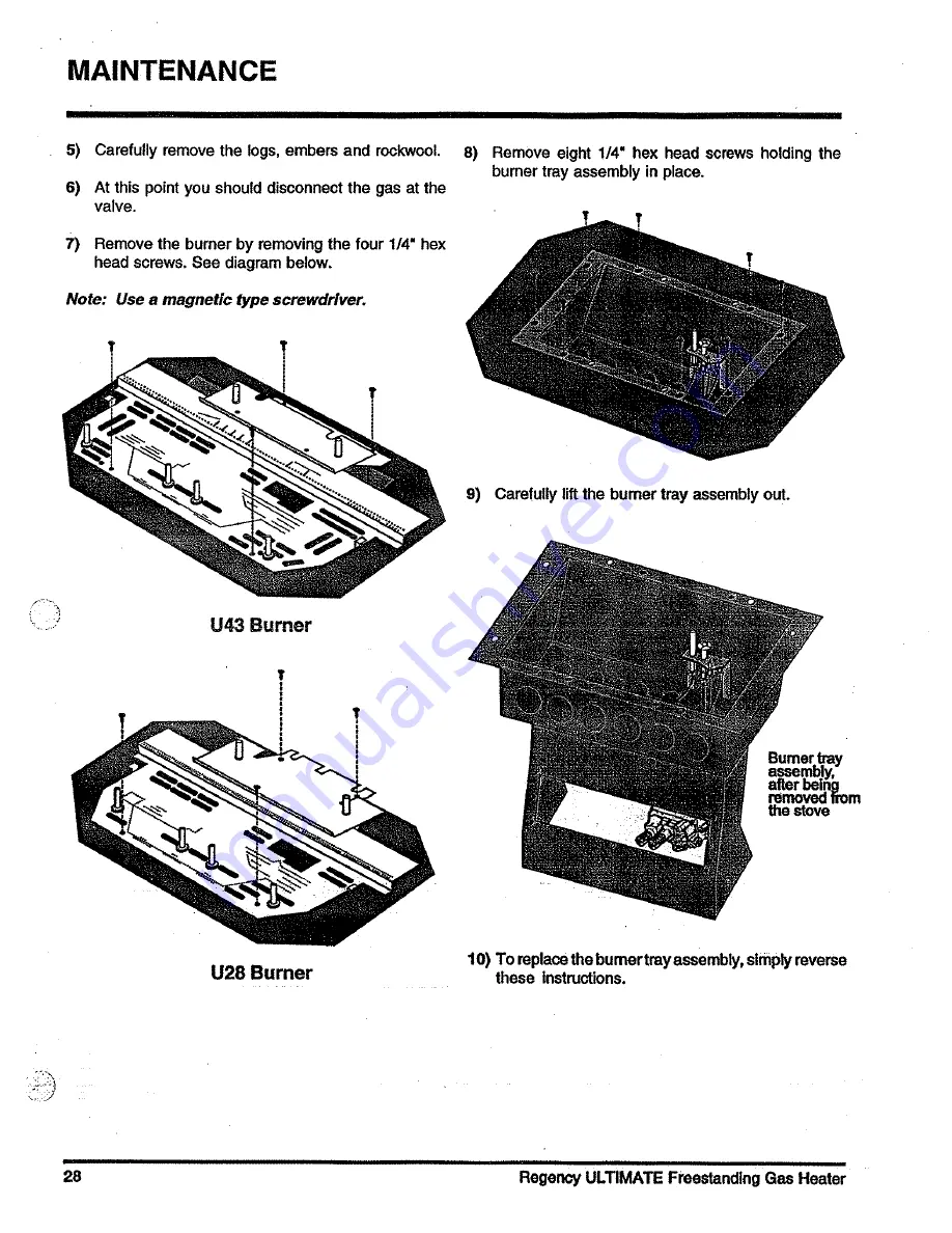 Regency U28-LP and Installation And Operating Instructions Manual Download Page 28