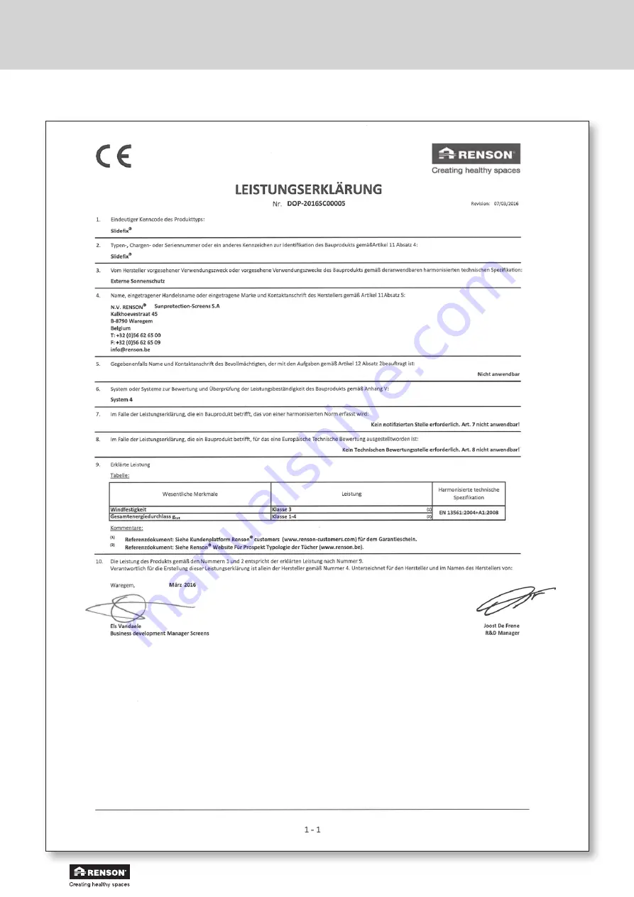 Renson Slidefix User Manual Download Page 10