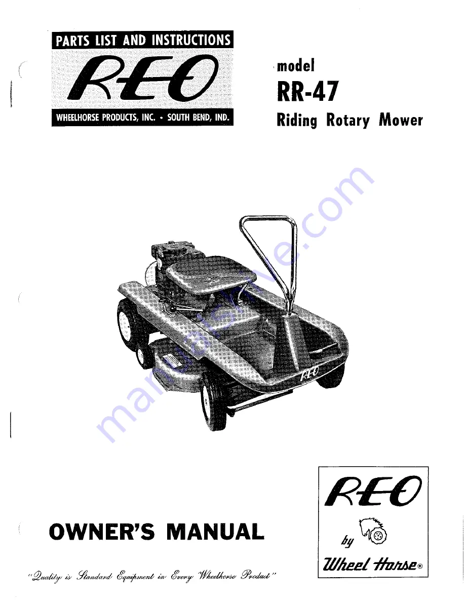 REO RR-47 Owner'S Manual Download Page 1