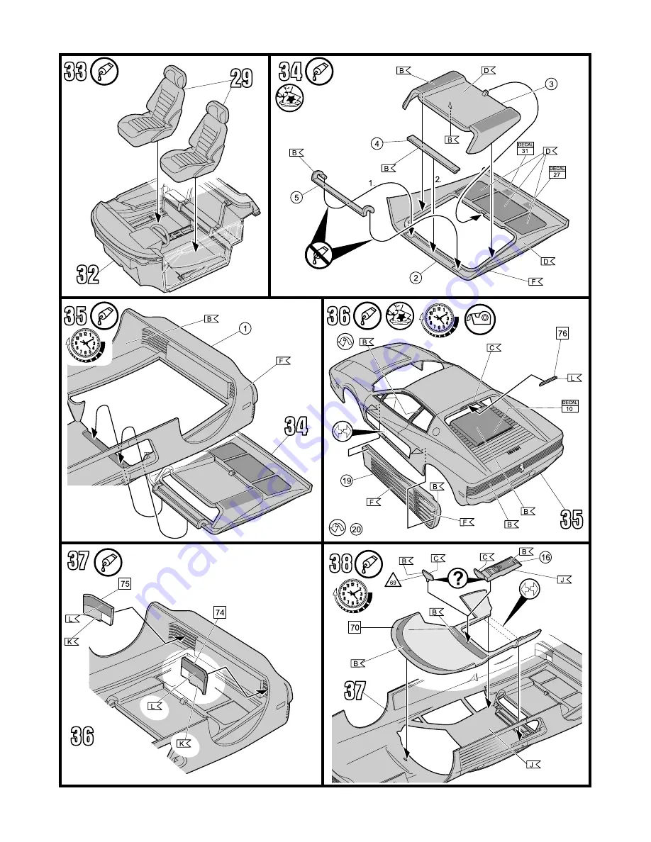 REVELL Ferrari 512 TR Assembly Instructions Manual Download Page 12