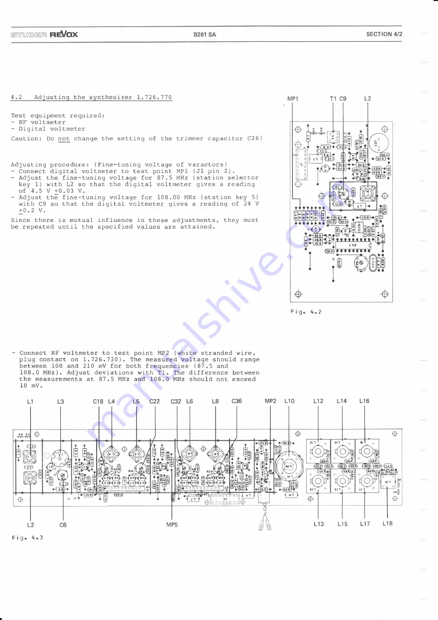 Revox B261 Service Instructions Manual Download Page 43