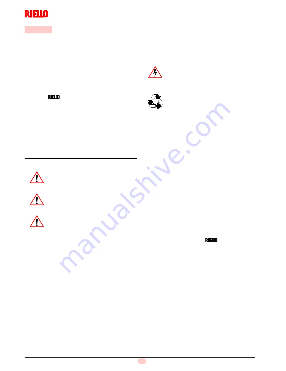 Riello RL 190 Installation, Use And Maintenance Instructions Download Page 4