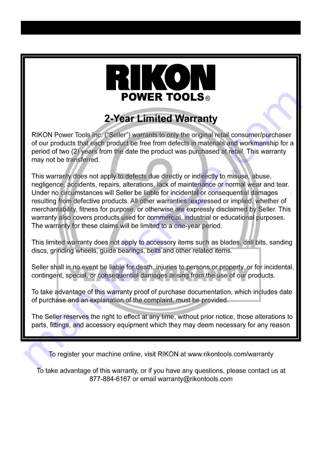 Rikon Power Tools 31-120 Operator'S Manual Download Page 13