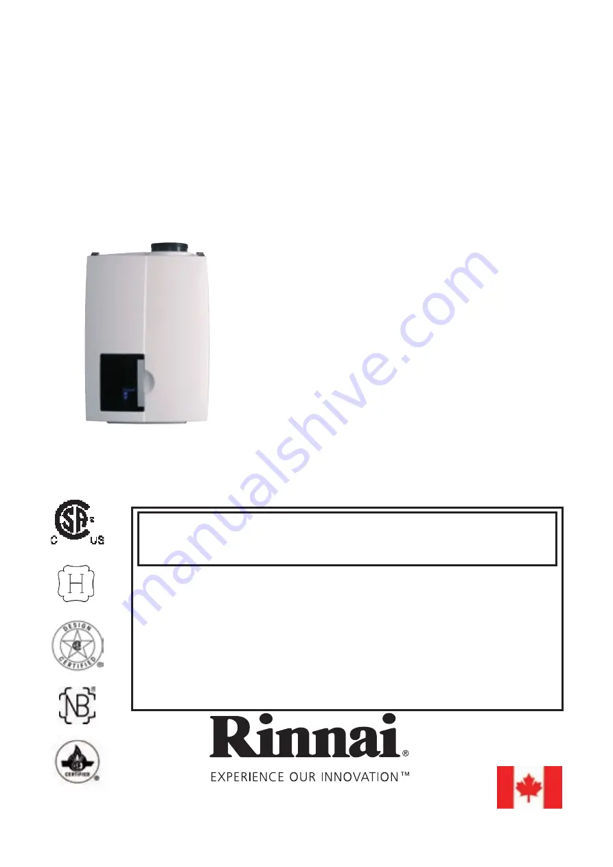 Rinnai E110CN Installation & Servicing Instructions Manual Download Page 1