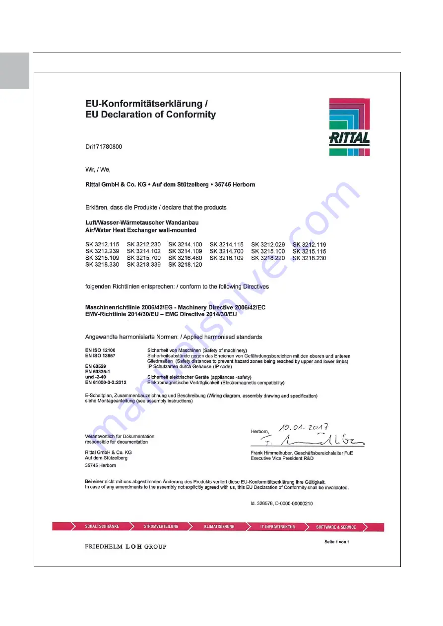 Rittal 3214.700 Assembly And Operating Instructions Manual Download Page 18