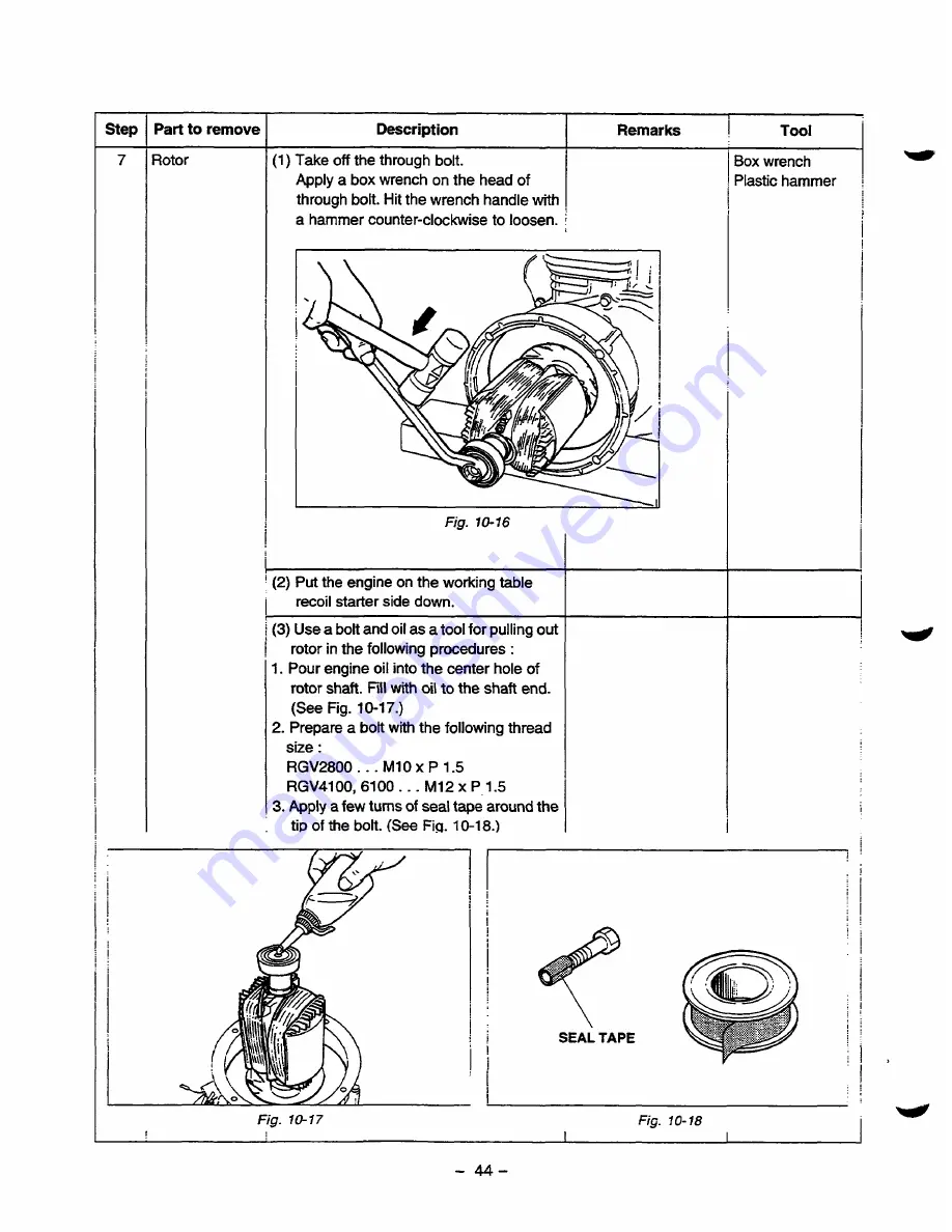 ROBIN POWER RGV2800 Service Manual Download Page 47