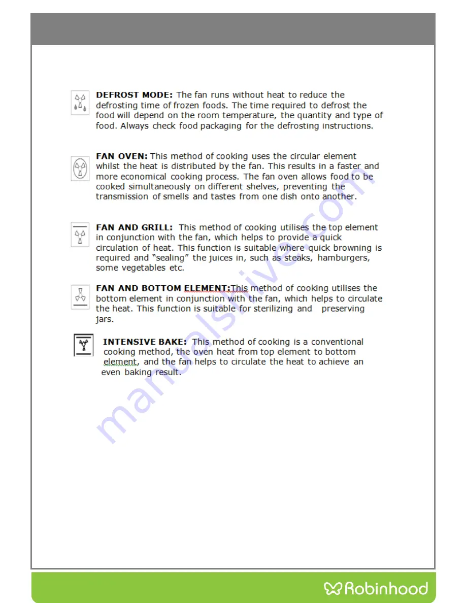 ROBINHOOD OBAC605M57SS Installation And Operating Instructions Manual Download Page 8