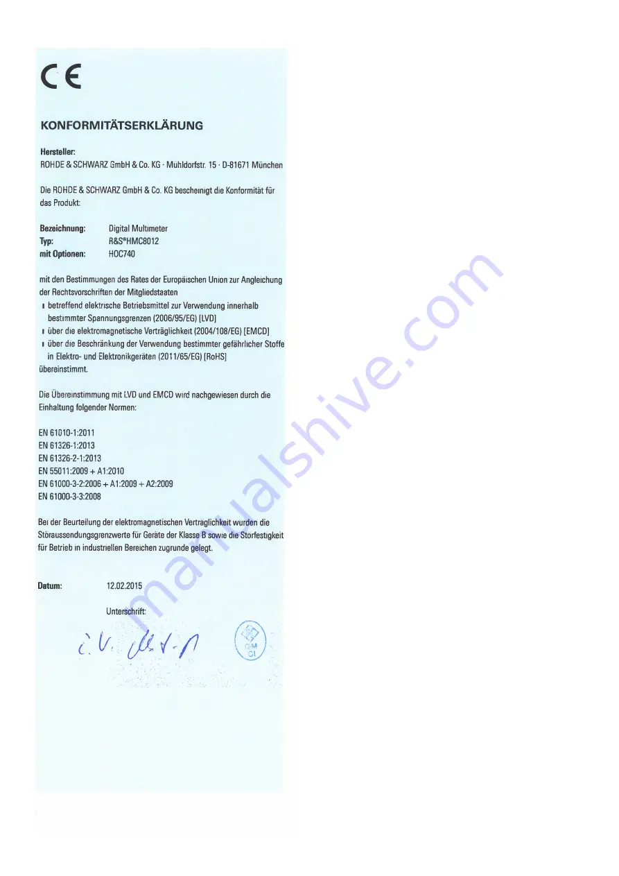 Rohde & Schwarz R&SHMC8012 User Manual Download Page 2