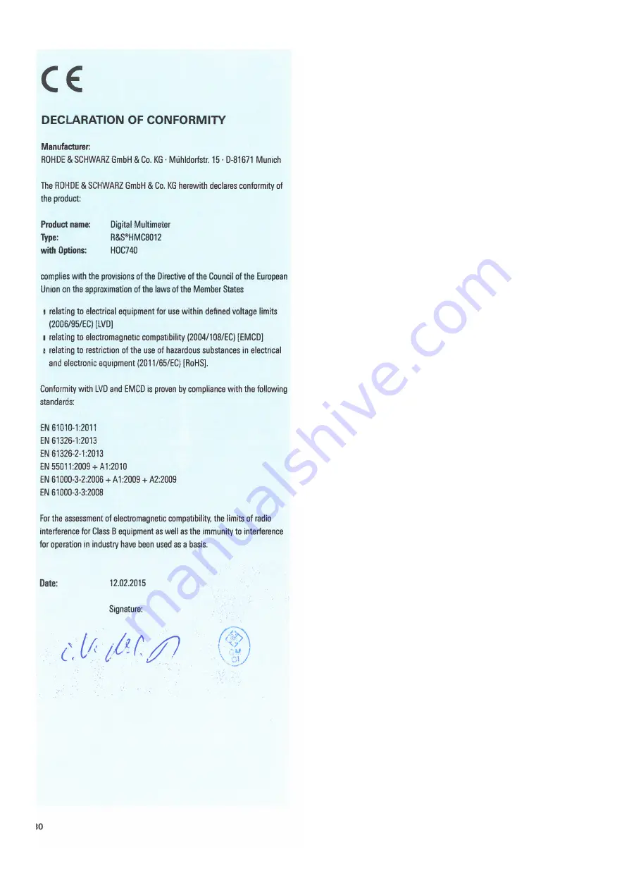 Rohde & Schwarz R&SHMC8012 User Manual Download Page 30