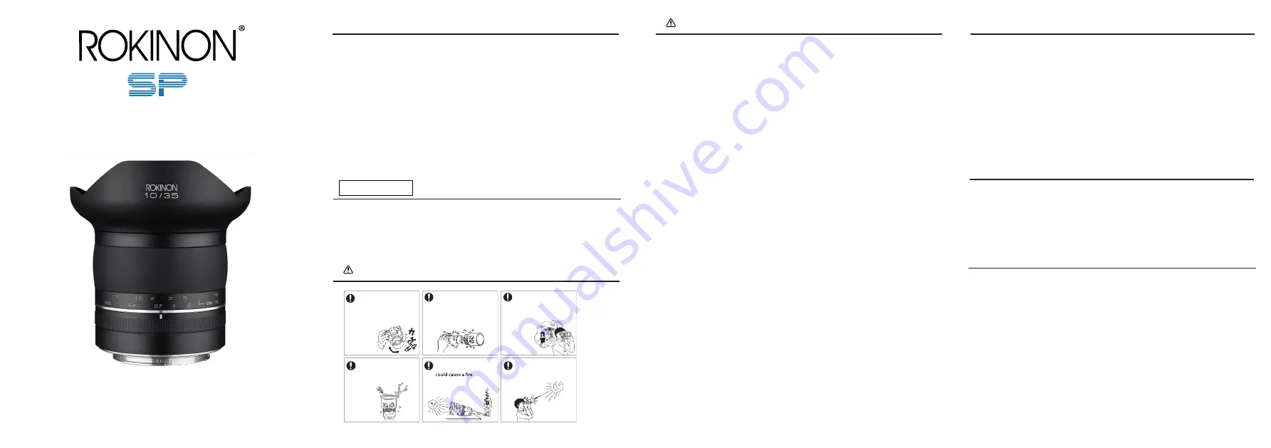 Rokinon SP 10mm F3.5 Instruction Manual Download Page 1