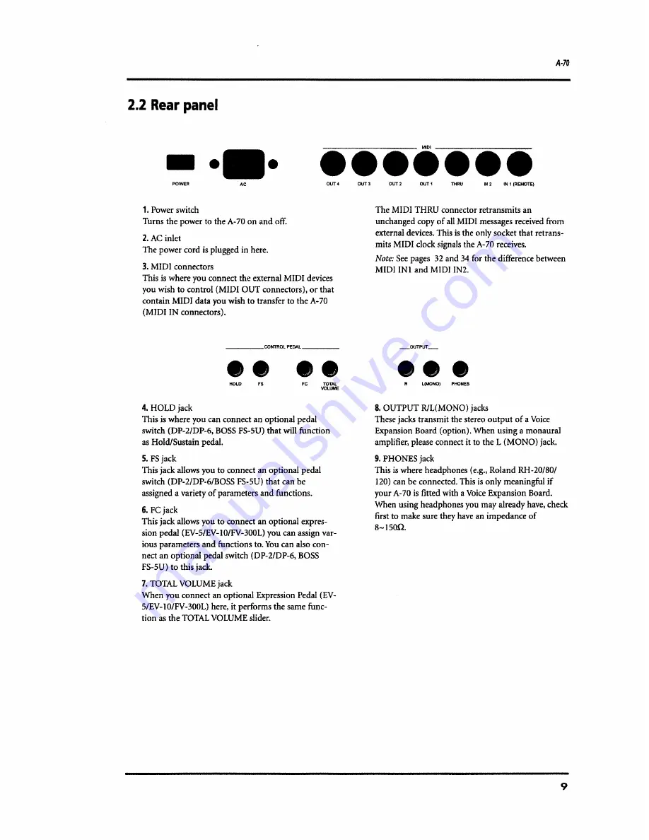 Roland A-70 Скачать руководство пользователя страница 9