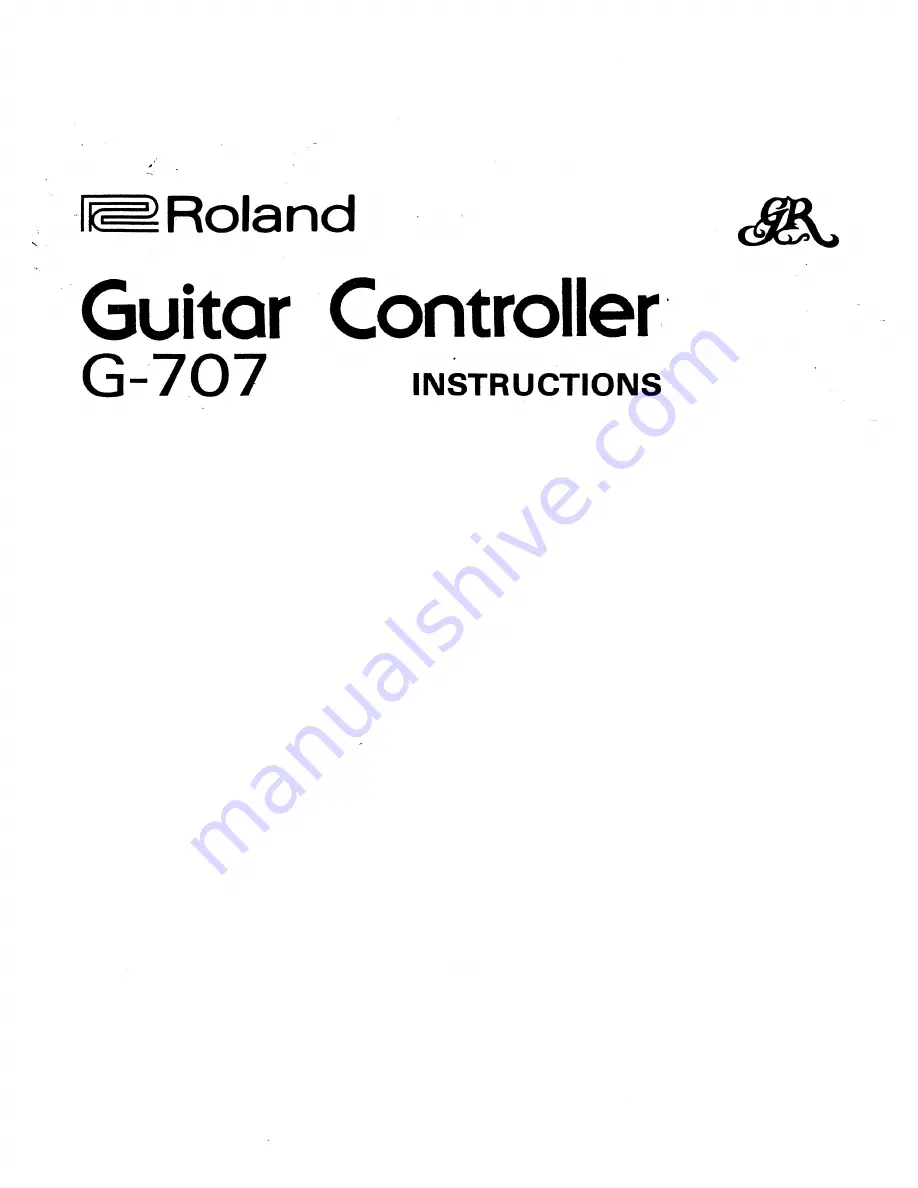 Roland G-707 Instructions Download Page 1