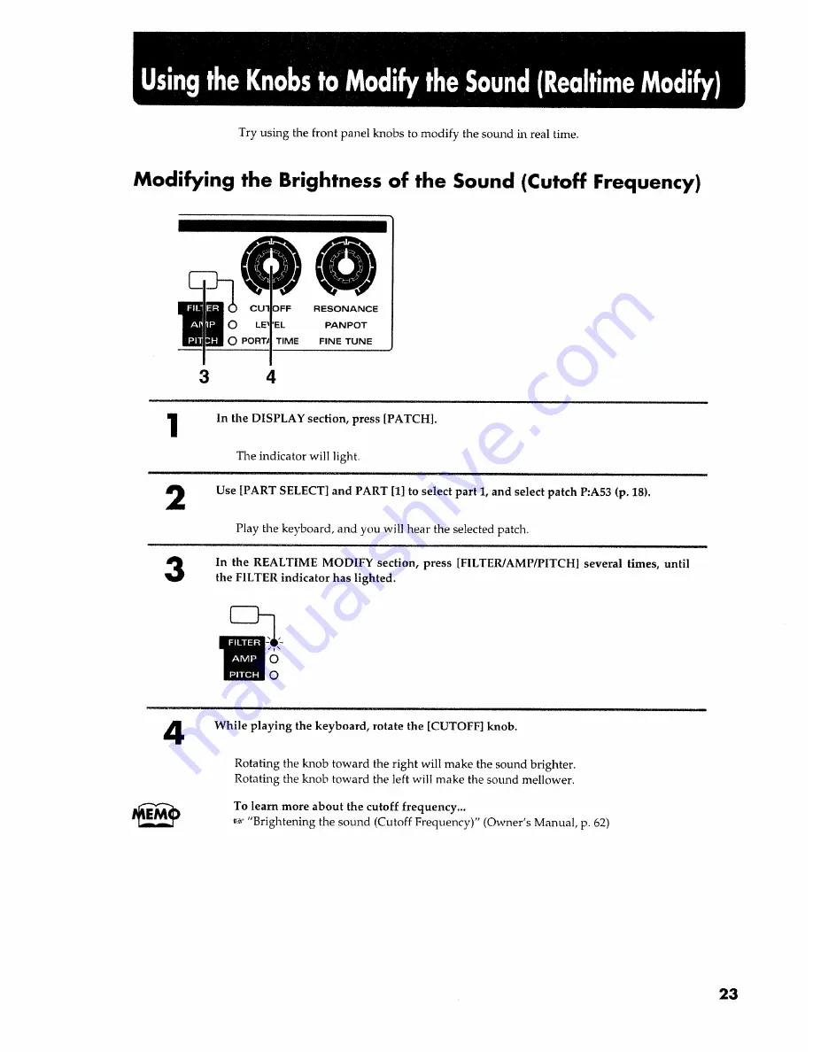 Roland JX-305 Quick Start Manual Download Page 23