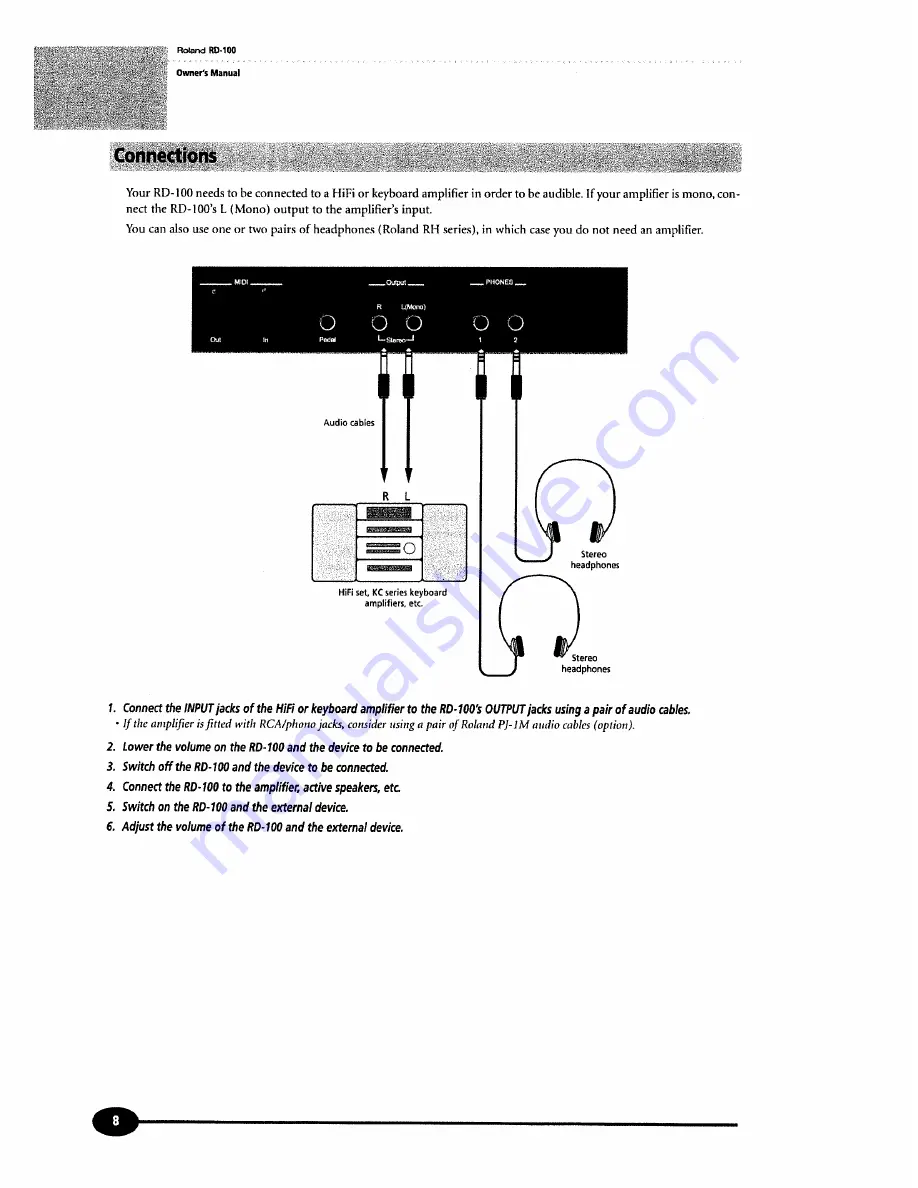 Roland RD-100 Owner'S Manual Download Page 8