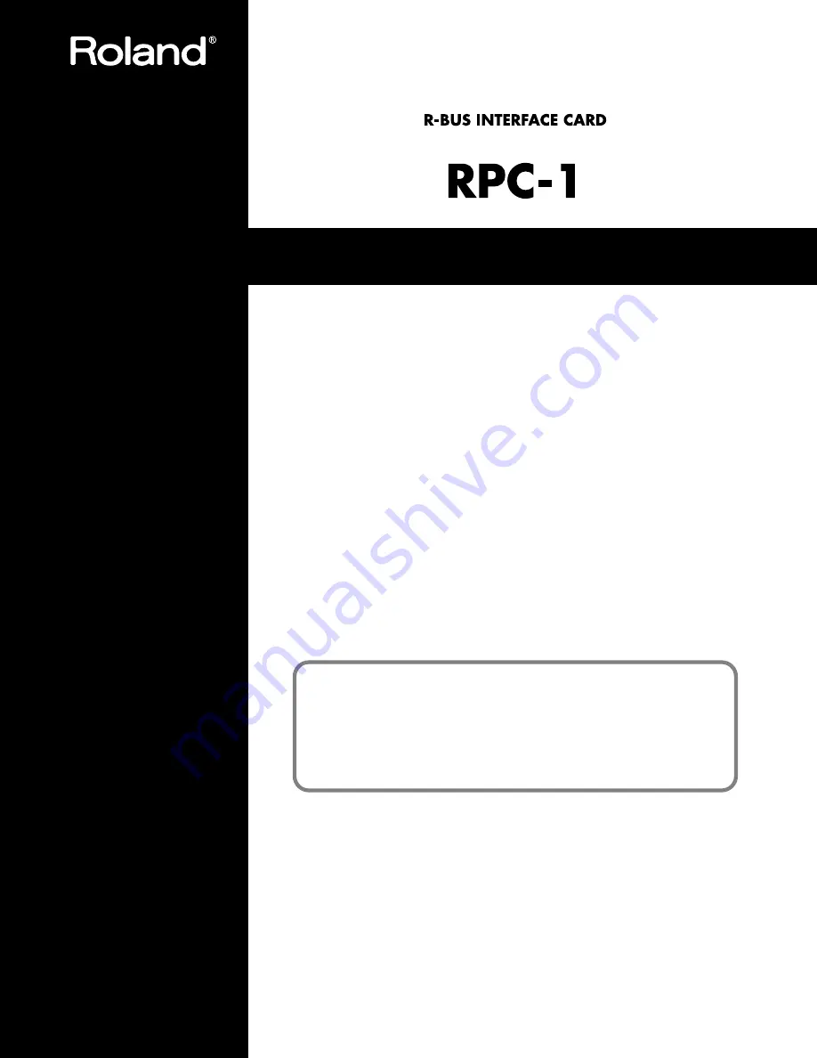 Roland RPC-1 Owner'S Manual Download Page 1